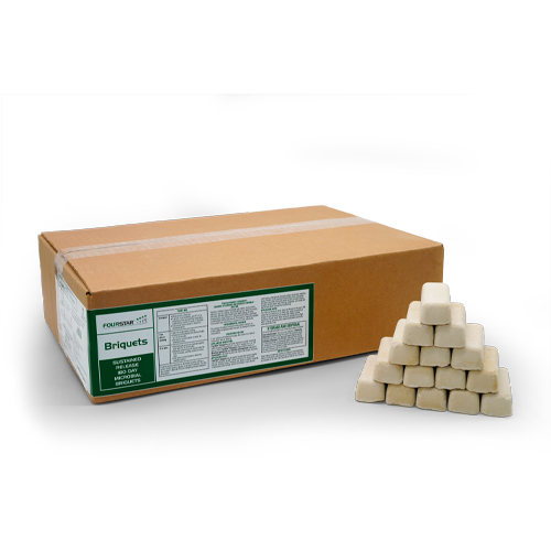 Large box of FourStar Briquet 180 with a pile of product in front 